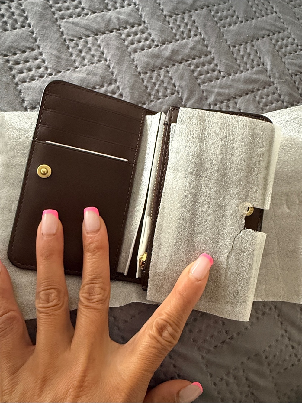 Coach Brown Leather Small Wallet with Gold C Accent - Picture 2 of 4